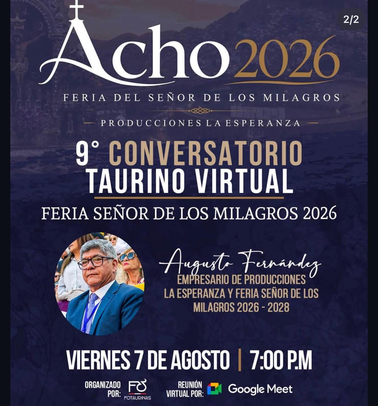 9° Conversatorio Taurino Virtual — Feria Señor de los Milagros 2026