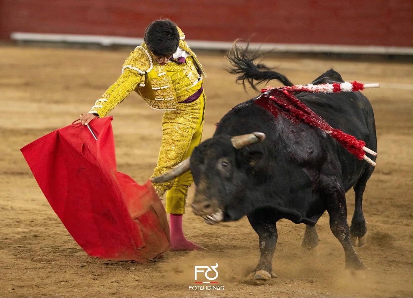 Faena con la muleta en la primera novillada de la temporada en Acho